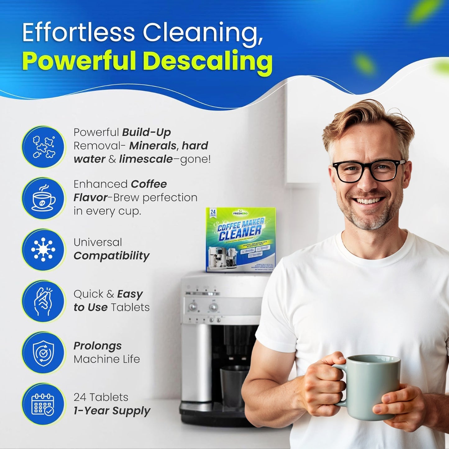 Coffee Maker Cleaner & Descaler Tablets