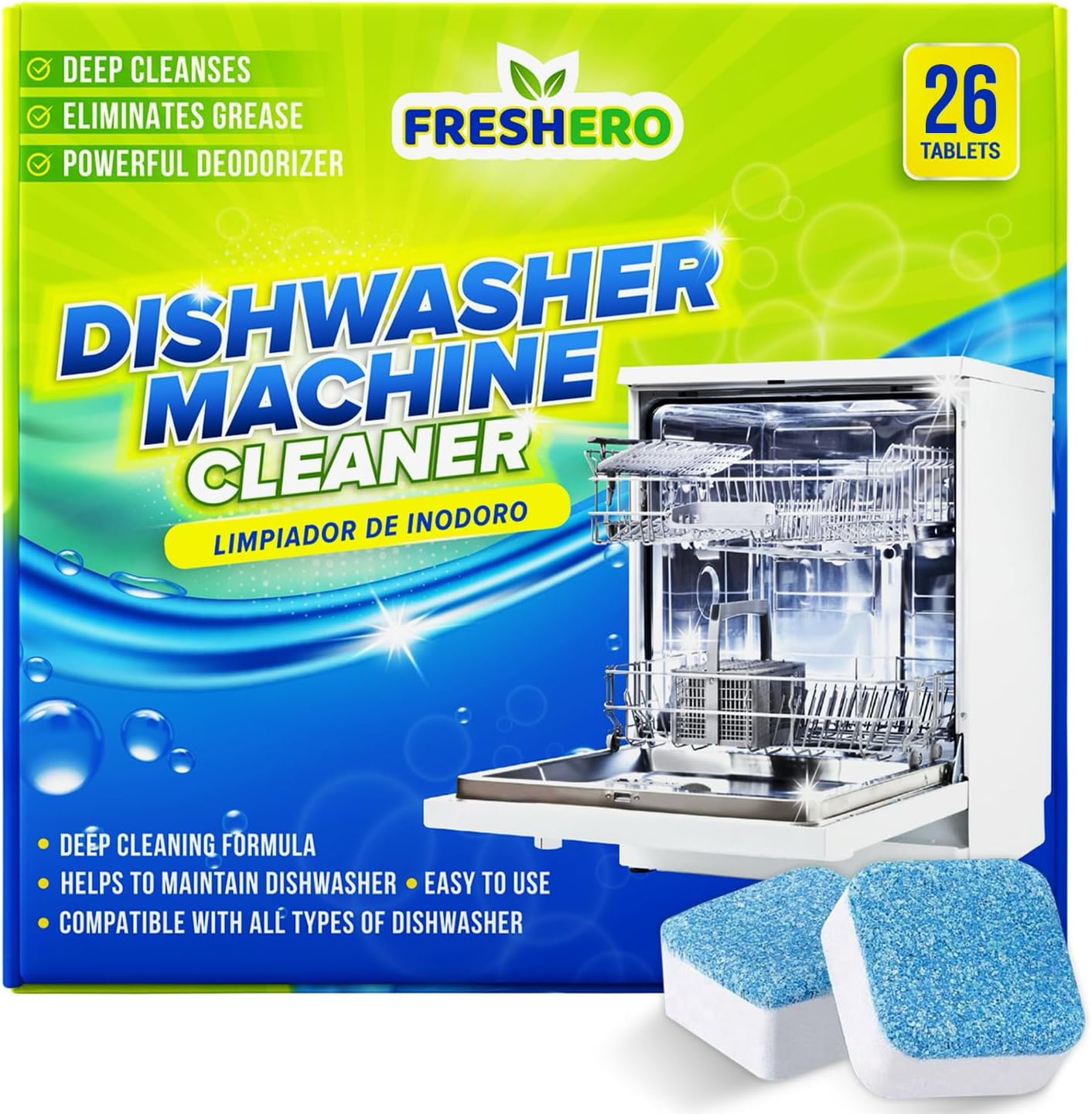 Freshero Dishwasher Cleaner and Deodorizer Tablets 26-Pack