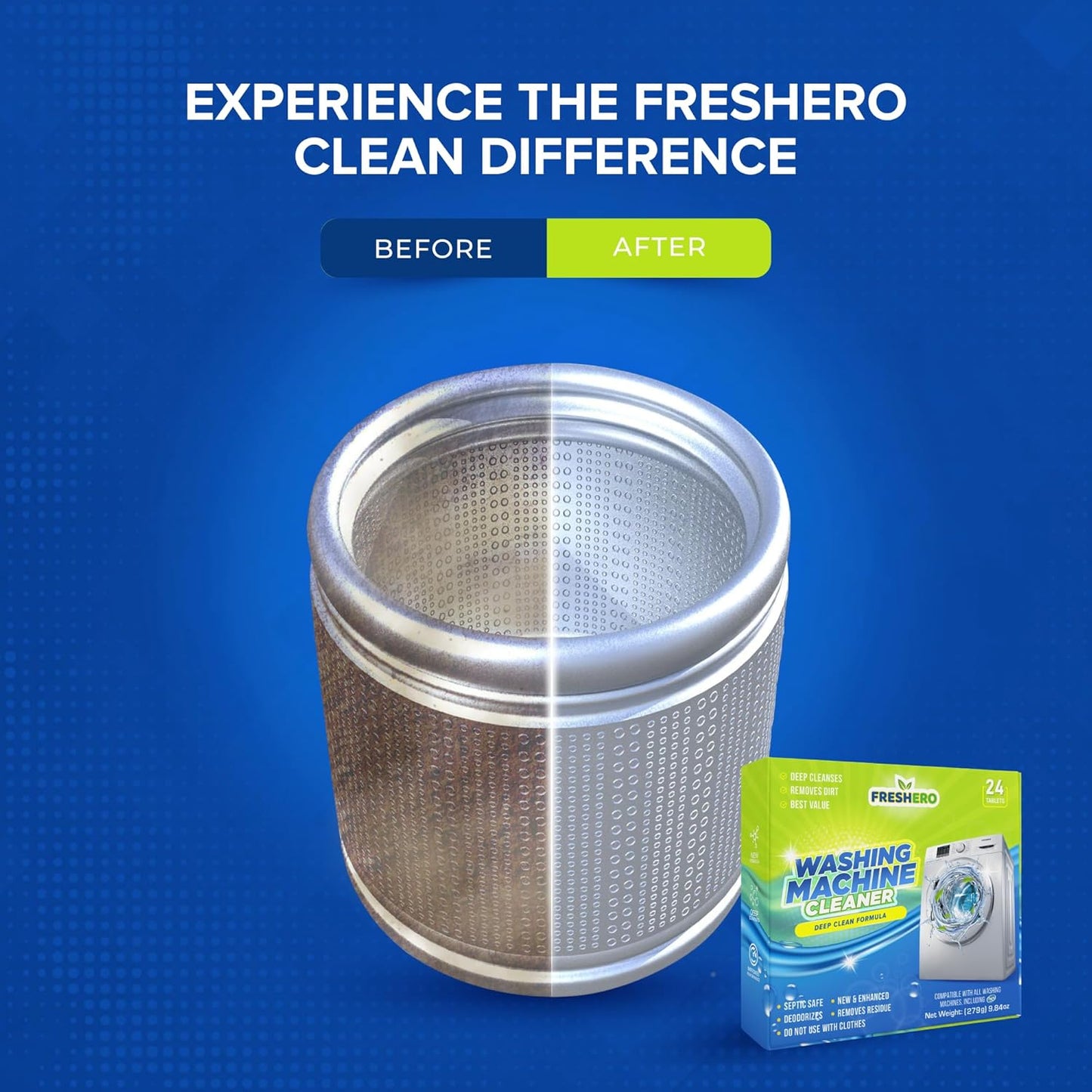 Freshero Washing Machine Cleaner Tablets [24-Pack]